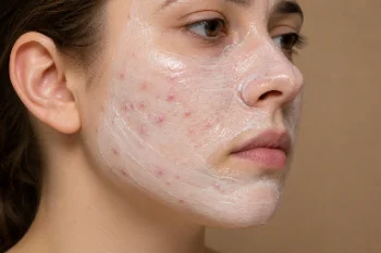 Topical Acne Cream Application on Facial Skin