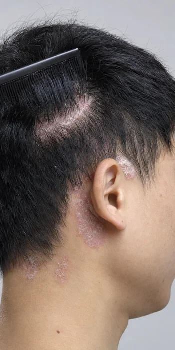 Scalp Psoriasis and Plaque Lesions Around Ear