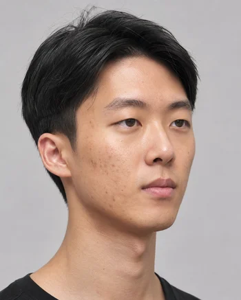 Young Man with Facial Hyperpigmentation and Post-Inflammatory Marks