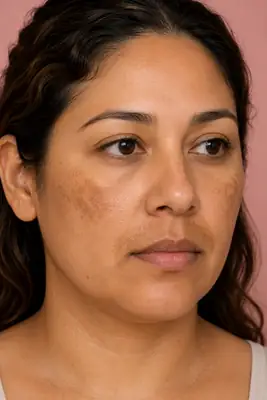 Woman with Hyperpigmentation and Melasma on Face