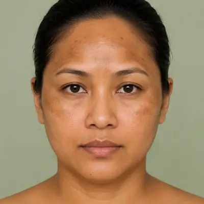 Woman with Hyperpigmentation and Melasma on Face