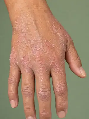 Severe Eczema and Dermatitis on Adult Hand