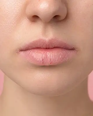 Close-up of Woman with Dry Chapped Lips