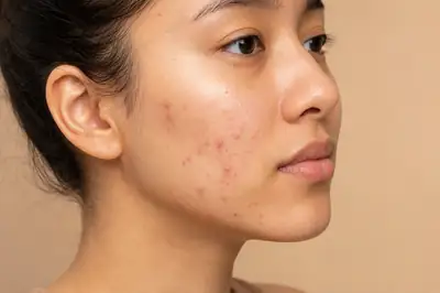 Young Woman with Facial Acne and Blemishes