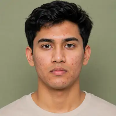 Young Adult Male with Facial Acne Vulgaris