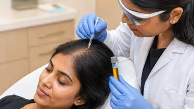Female Pattern Hair Loss Treatment with PRP Injections - Dermatology Stock Photo
