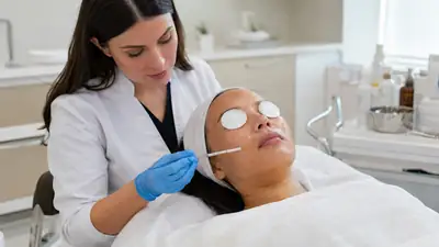 Female Dermatologist Performing Full Facial Treatment in Clinic