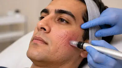 Dermatologist Performing Microneedling Treatment on Patient Face for Deep Acne Scars