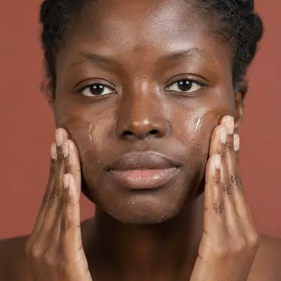 Black Woman Applying Skincare Product for Dry Skin Care - Clinical Photo