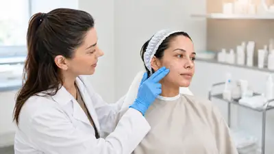 Dermatologist Applying Clinical Moisturizer to Patient Face in Clinic