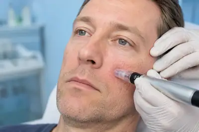 Dermatologist Performing Microneedling Treatment on Patient Face - Clinical Dermatology Photo