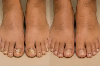 Before and After Treatment of Toenail Fungus Infection - Clinical Photo