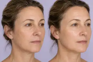 Woman Face Before And After Cosmetic Treatment Stock Photo