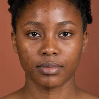 Before and After Deep Skin Needling Treatment on Patient Face