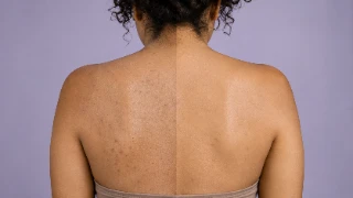 Back Acne Treatment and Micro Needling Results Clinical Stock Photo