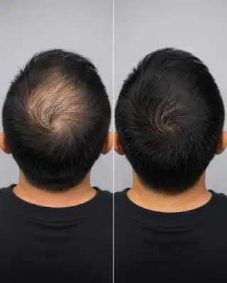 Crown Hair Loss Treatment Results Before and After Clinical Stock Photo