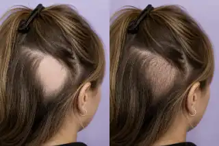 Alopecia Areata Hair Loss and PRP Treatment Regrowth Stock Photo
