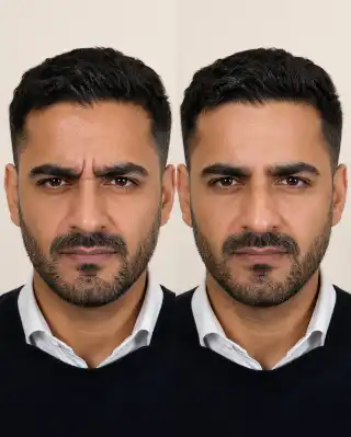 Before and After Frown Line Treatment Clinical Results Photo