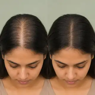 Postpartum Hair Recovery Treatment Before and After Comparison Photo