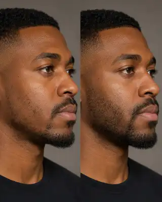 Before and After Beard Growth Treatment Results in Male Patient