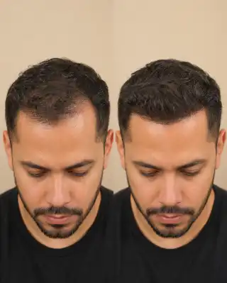 Before and After Frontal Hair Transplant Results in Male Patient
