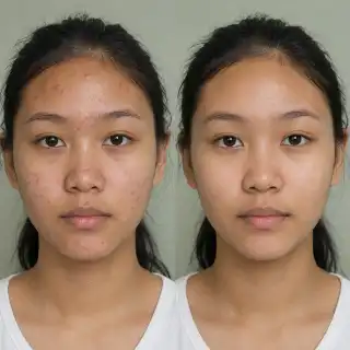 Teen Acne Treatment Progress Before and After Face Comparison Photo