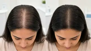 Female Hair Loss Before And After PRP Treatment Clinical Comparison Photo
