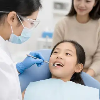 Pediatric Dental Examination of Young Child Patient in Clinic