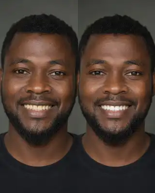 Teeth Whitening Before and After Comparison in Adult Male Patient