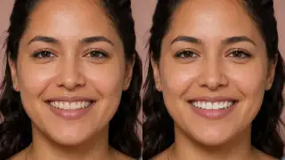 Porcelain Veneer Results Before and After Dental Treatment Photo