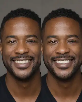 Male Smile Makeover Before and After Dental Treatment Photo