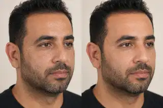 Male Skin Renewal Before and After Treatment Clinical Photo