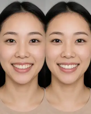 Before and After Correction of Uneven Gumline in Female Patient