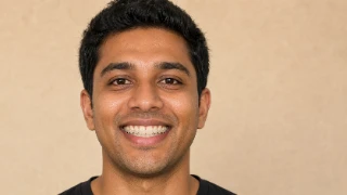 Young Man Smiling with Clear Orthodontic Braces - Dental Stock Photo