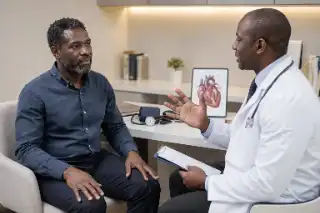 Male Patient Having Heart Consultation With Cardiologist in Clinic
