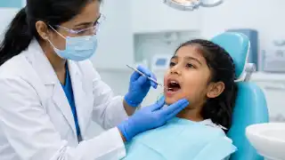 Female Dentist Examining Young Girl Teeth - Pediatric Dental Care